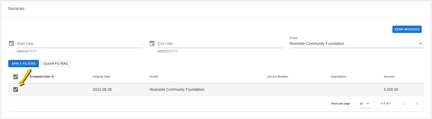 invoice checkboxes