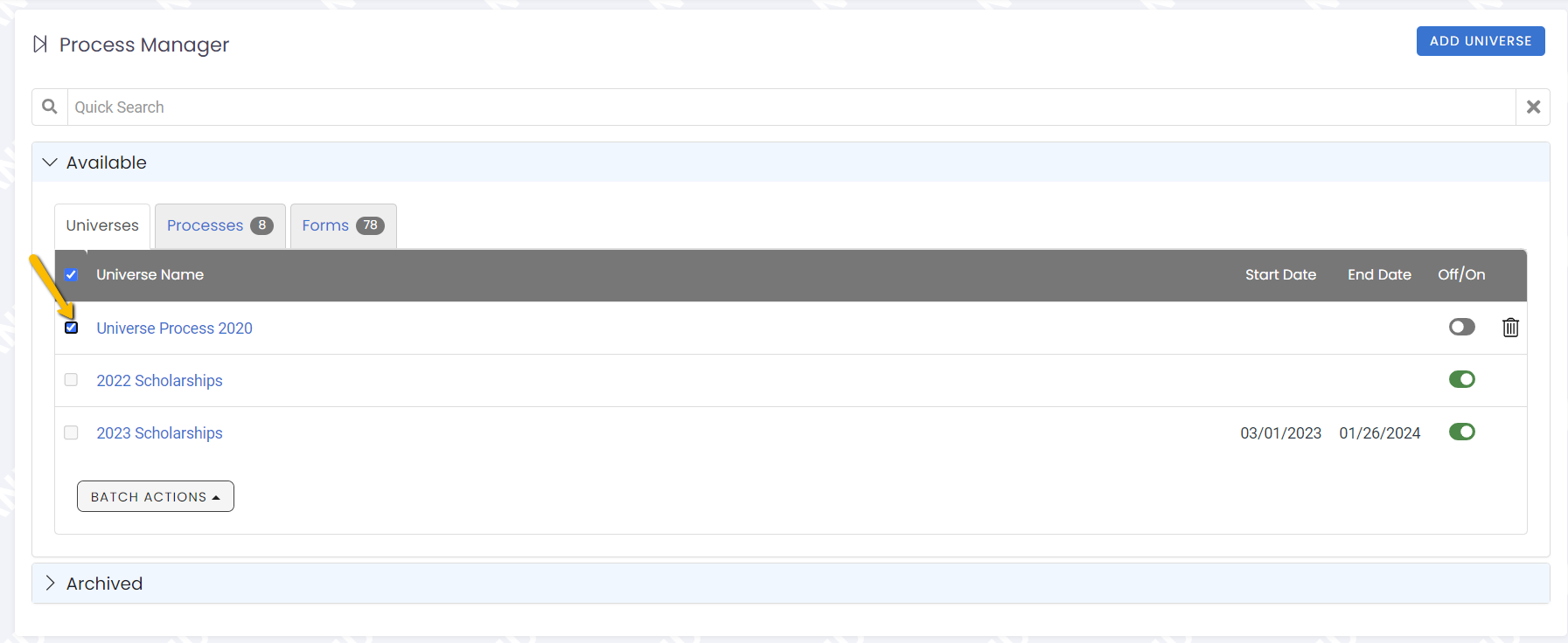 check box