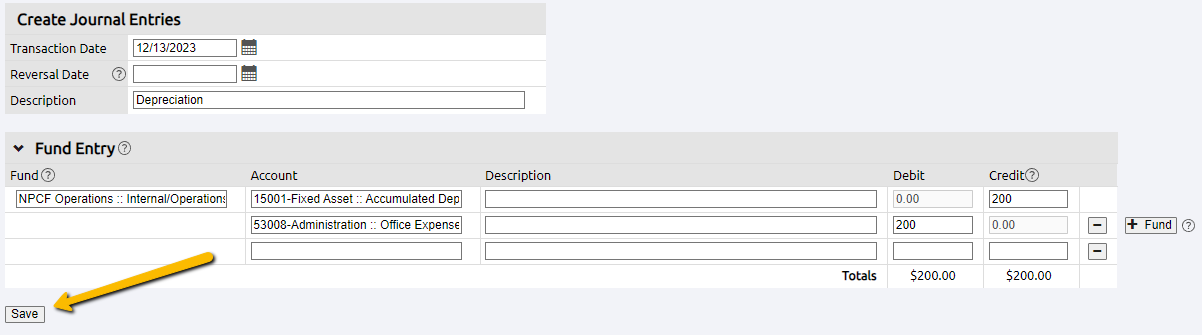 create journal entry page
