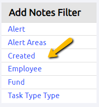 notes filter list