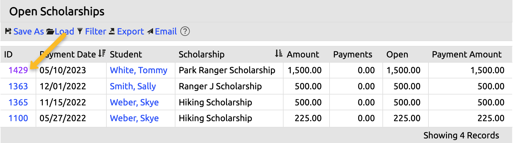 scholarship in open bucket