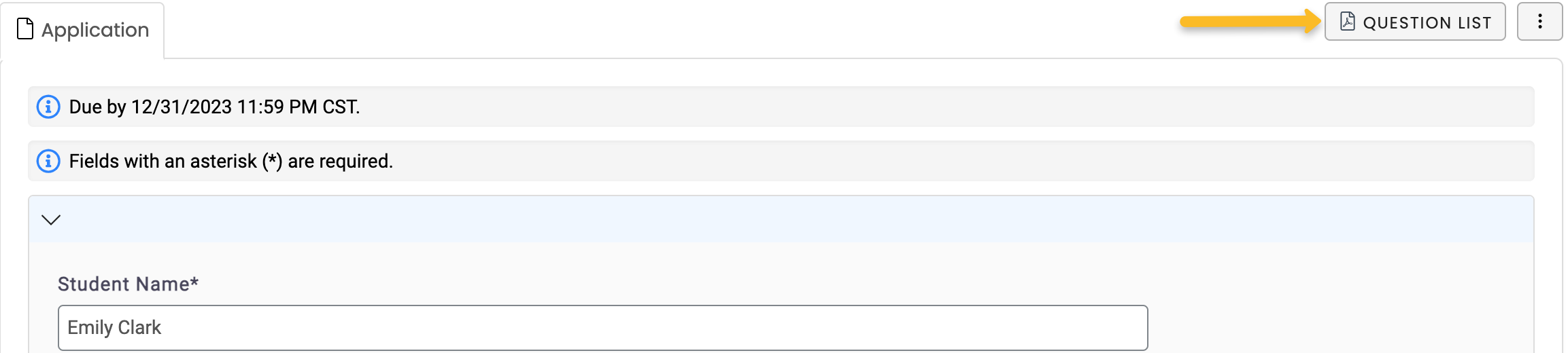 question list button