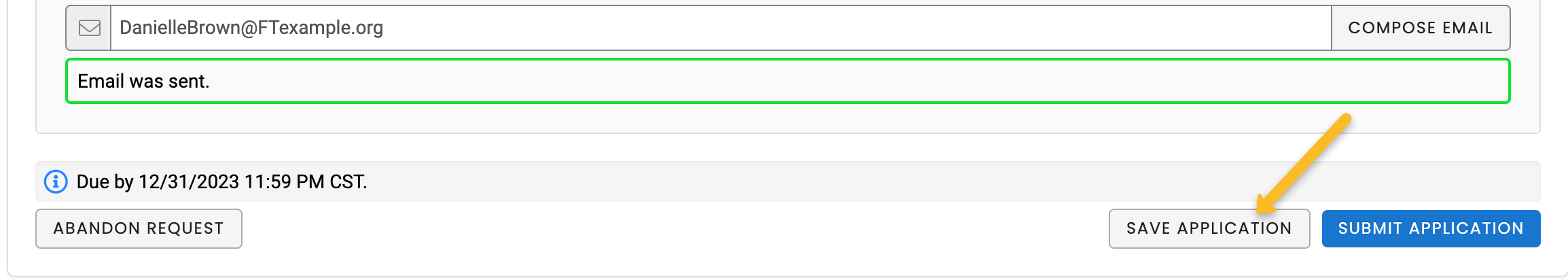 save application button