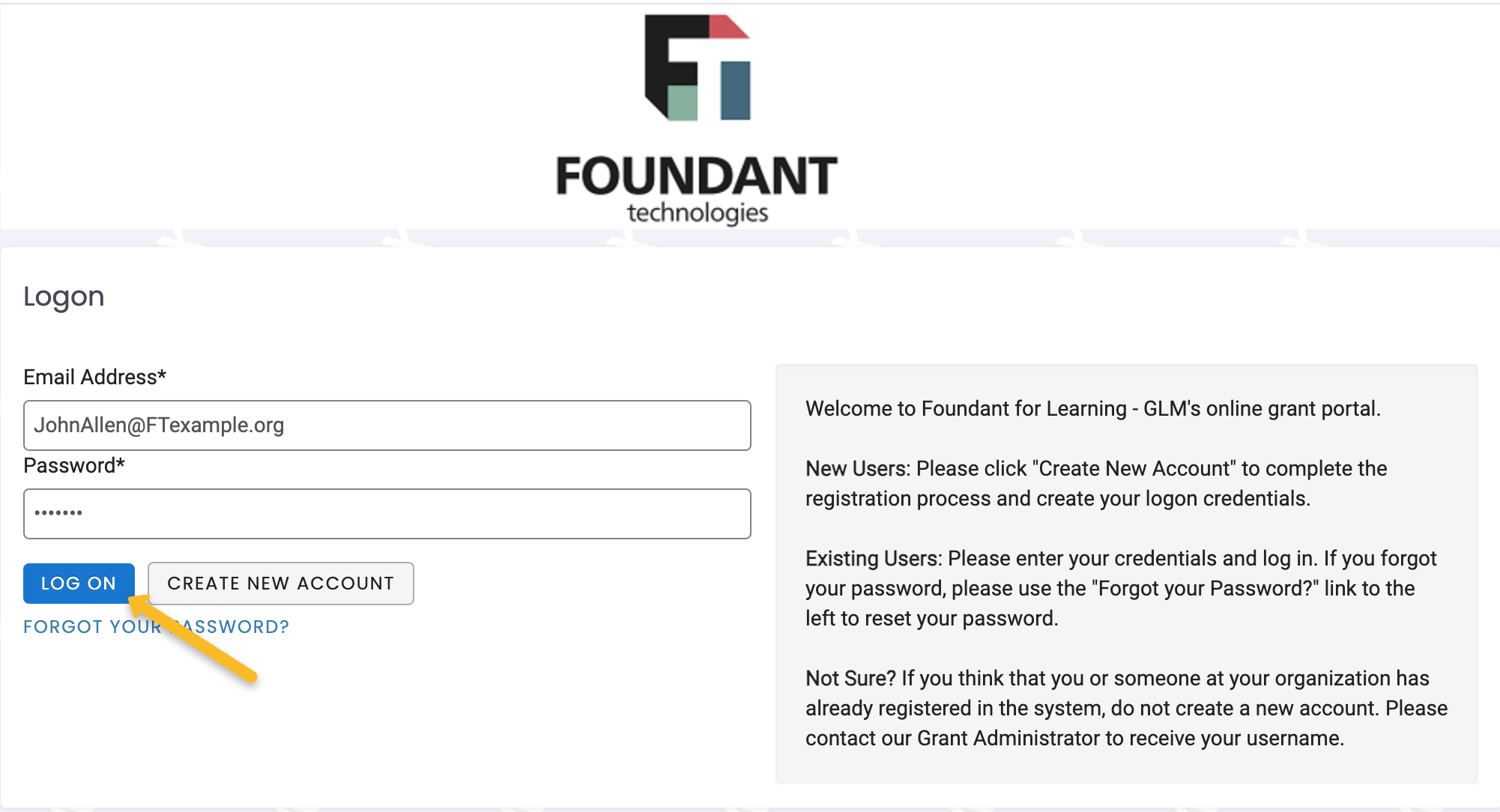 log on button