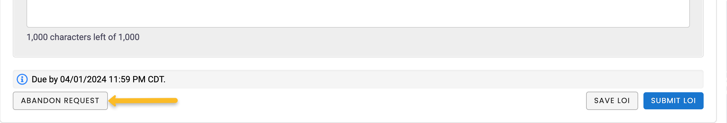 abandon request button