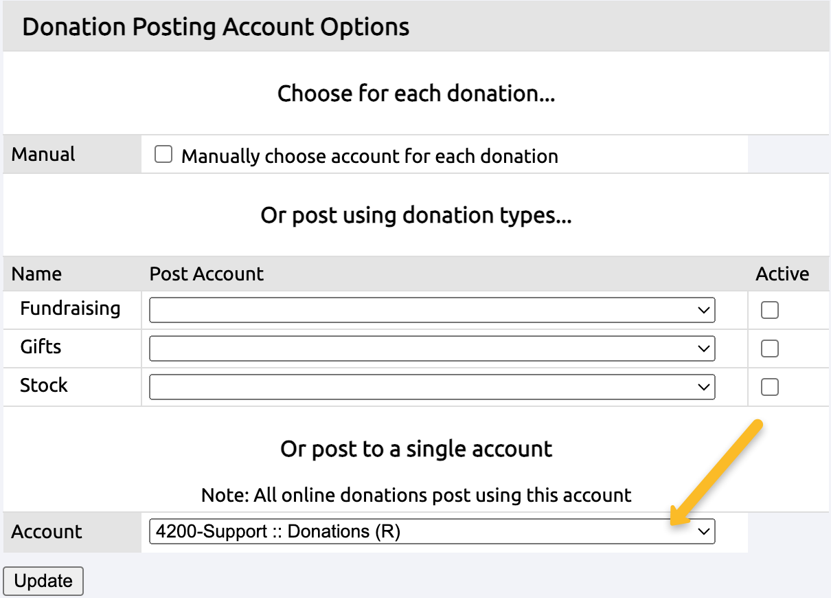 single account drop-down menu