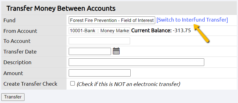 switch to interfund transfer link