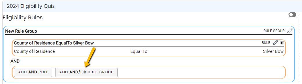 Add AND/OR Rule Group button