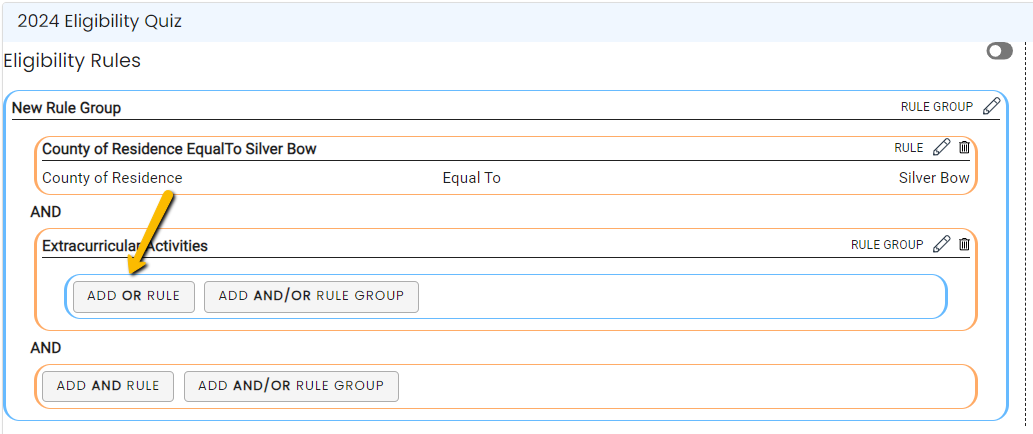 Add OR Rule button