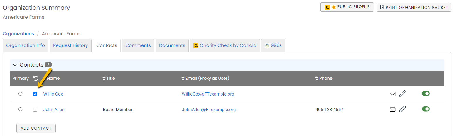 applicant checkboxes