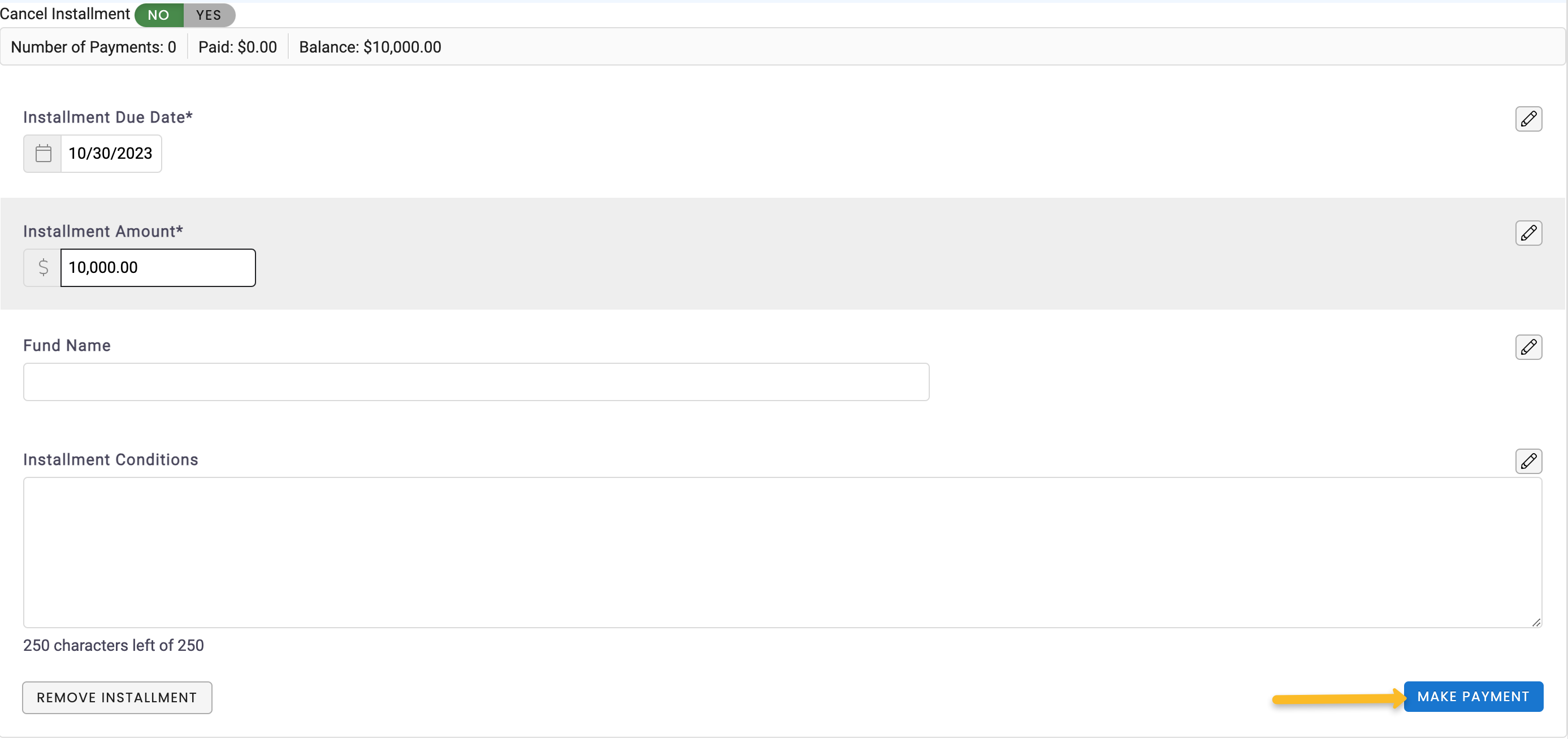 make payment button