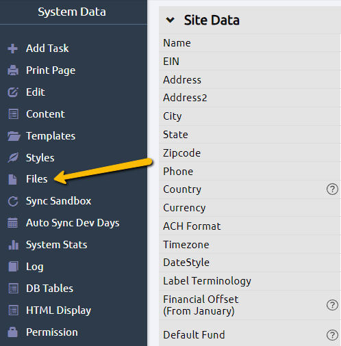 files menu option