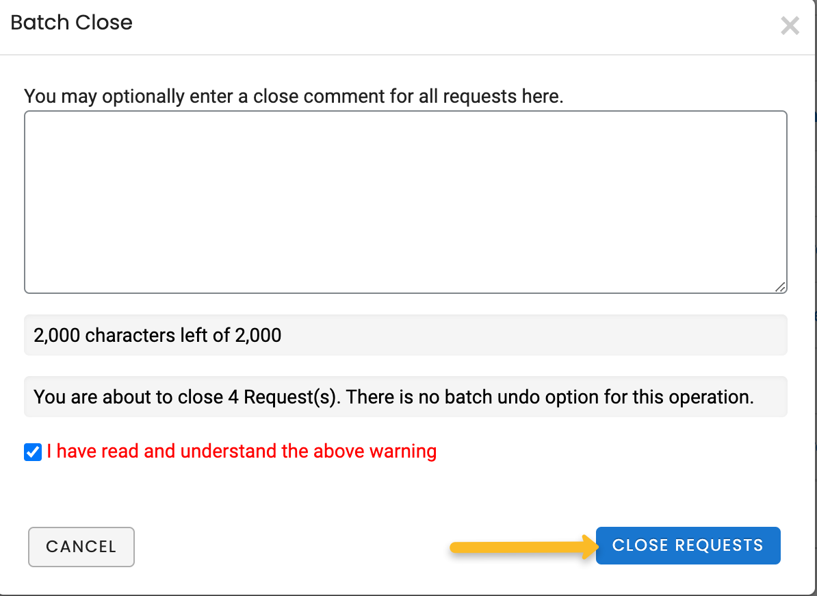 close requests button