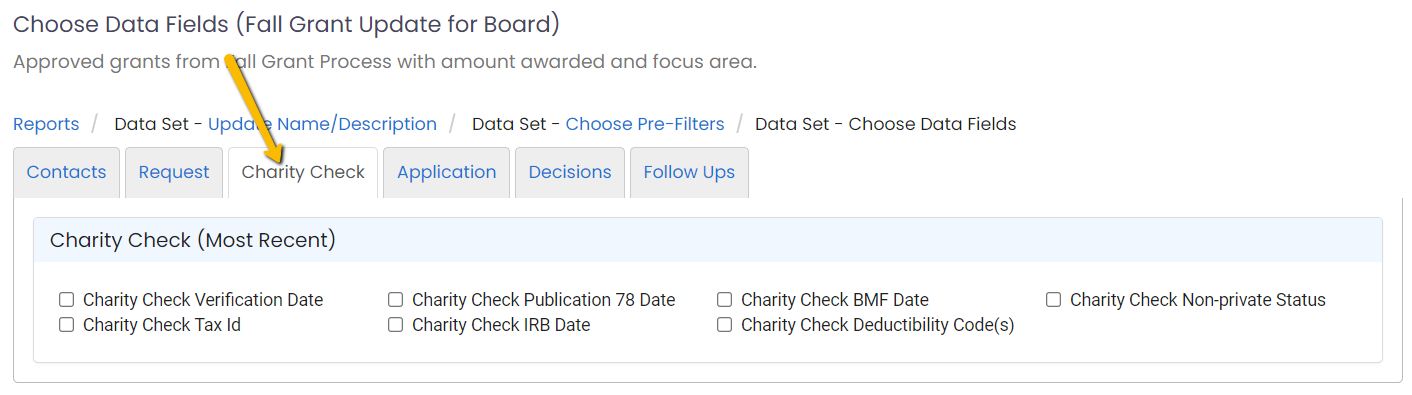 charity check tab