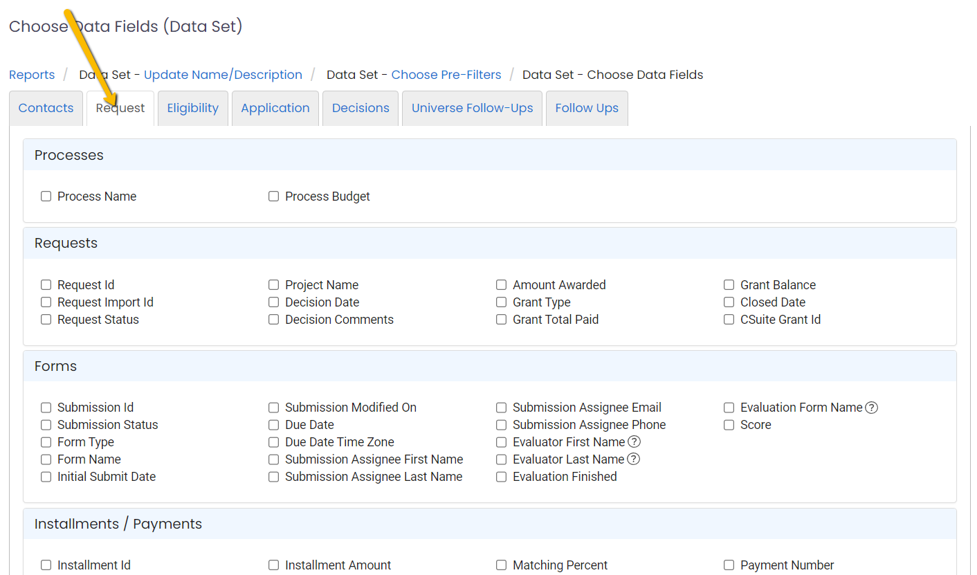 request tab