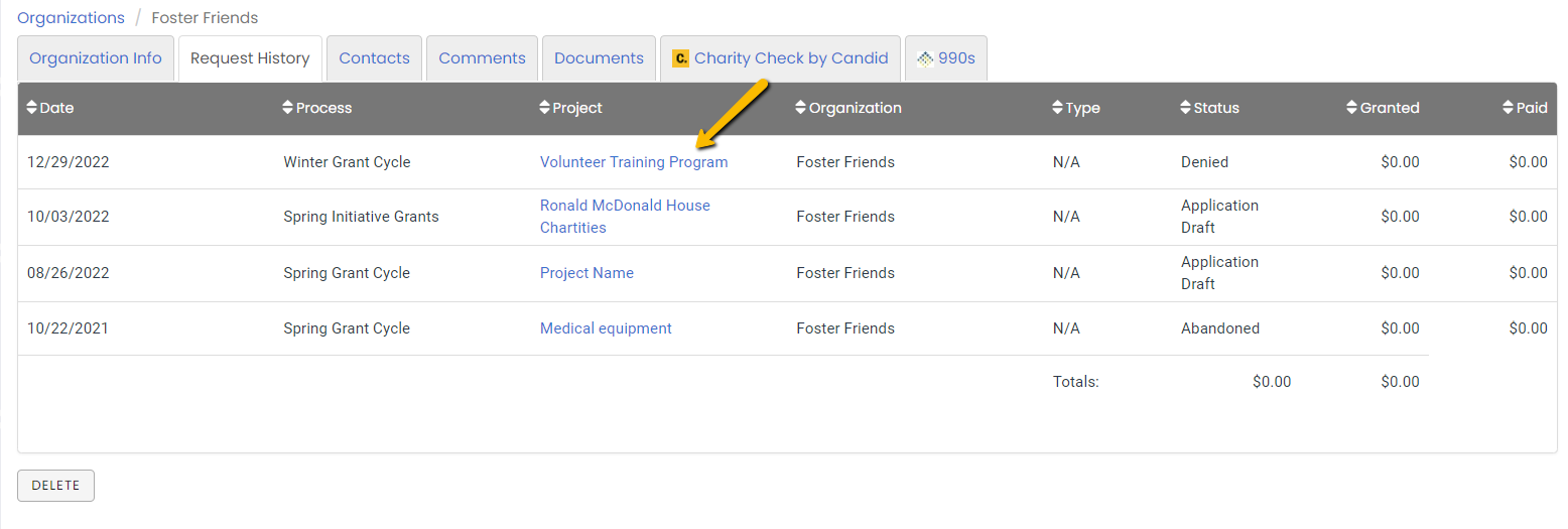 project name