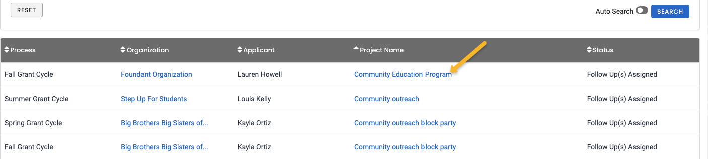project name