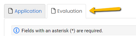 application and evaluation tabs