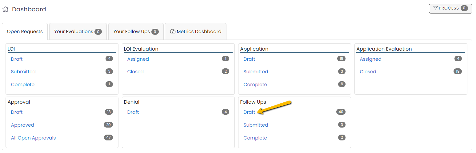 follow ups draft workload page