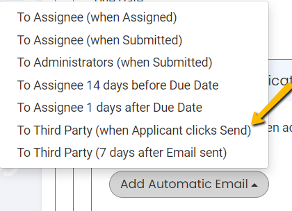 To Third Party (when Applicant clicks Send)