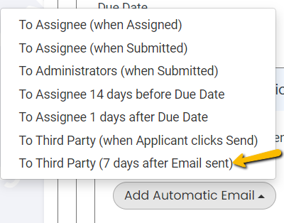 To Third Party (7 days after Email sent)
