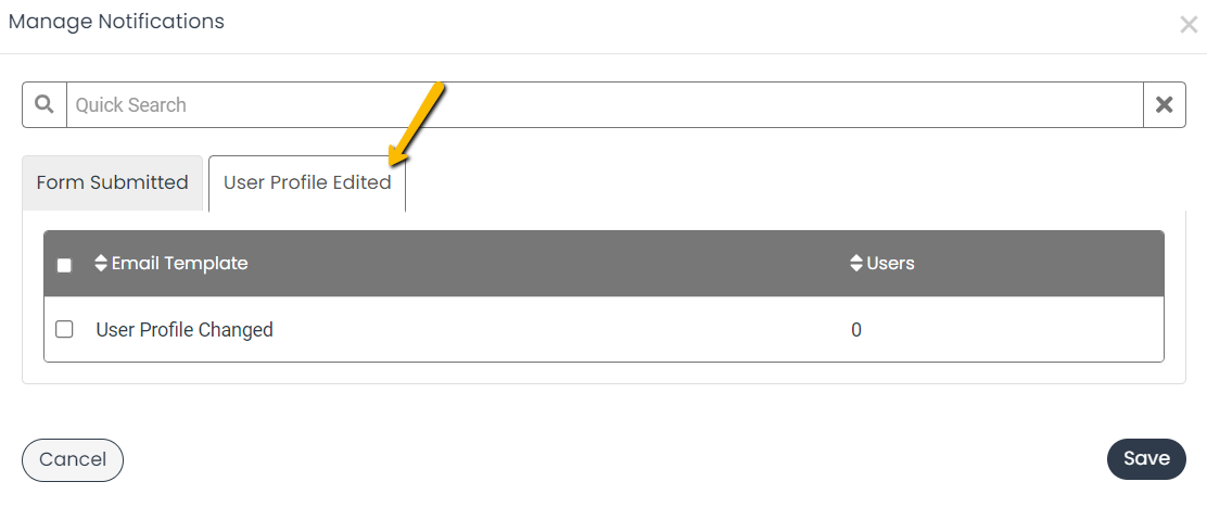 user profile edited tab