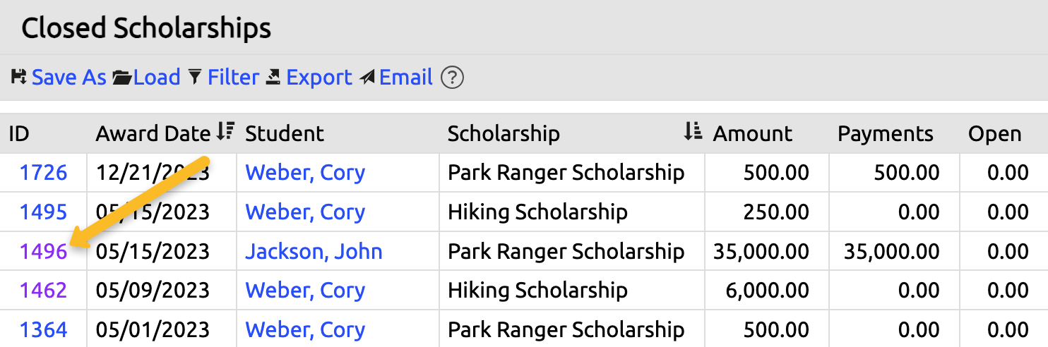 scholarship ID