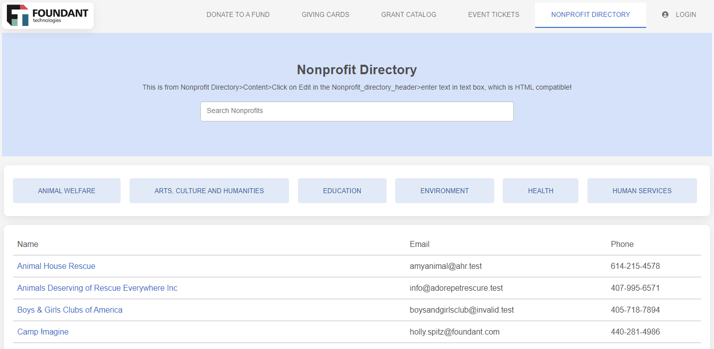 Nonprofit Directory – Foundant Technologies