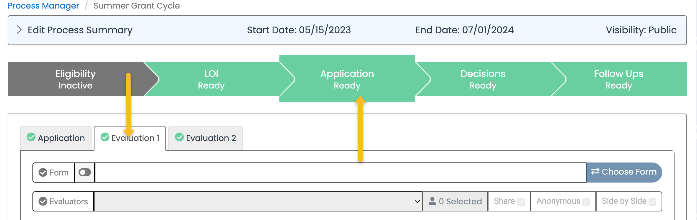 application stage and evaluation 1 stage