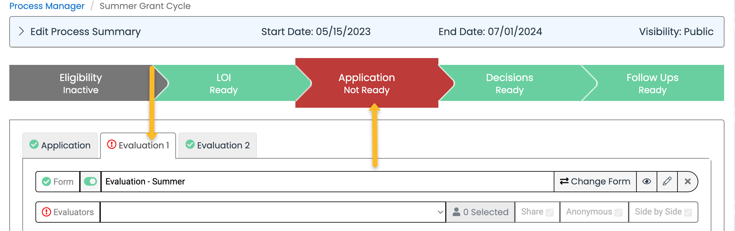 application stage and evaluation 1 stage