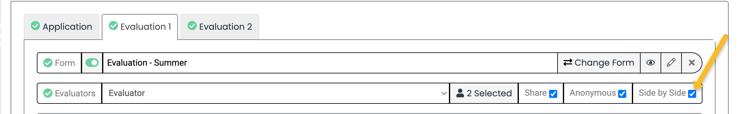 side by side check box