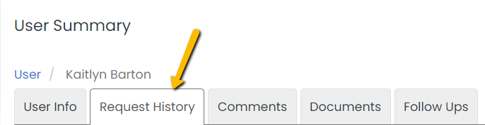 request history tab