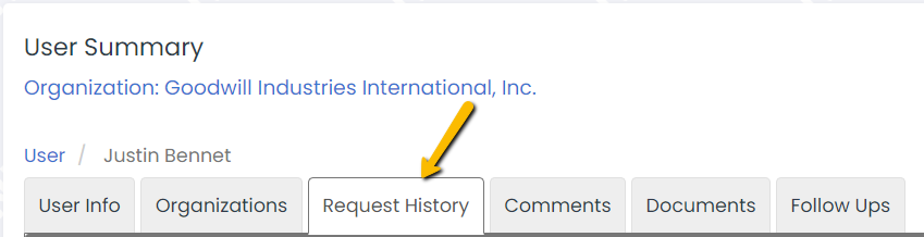 request history tab