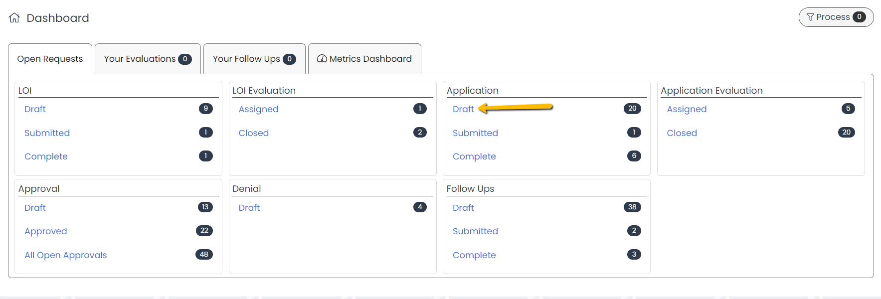 application draft workload page