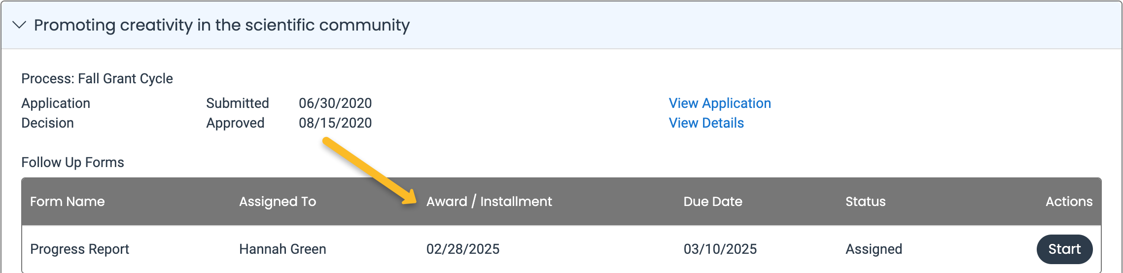 follow up on applicant dashboard