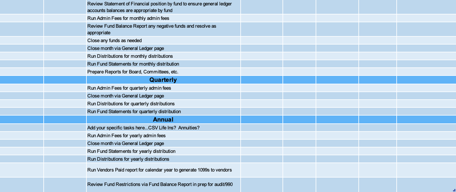CommunitySuite Month End Closing Checklist