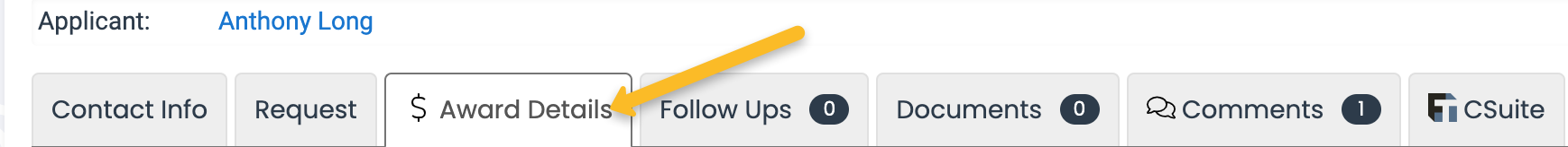 award details tab