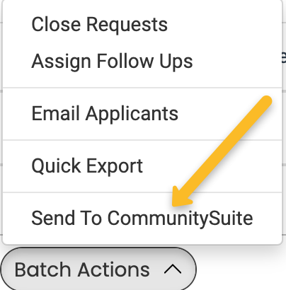 send to communitysuite button