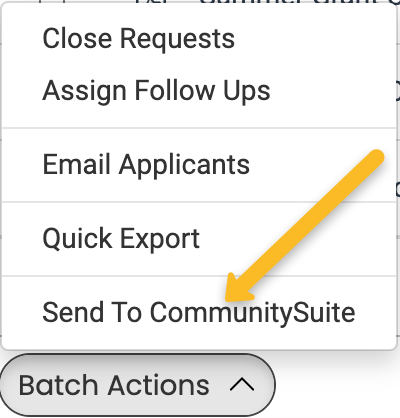send to communitysuite button