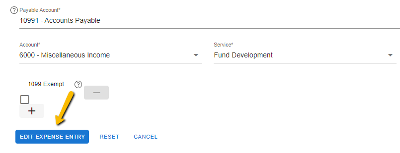 Edit Expense Entry button