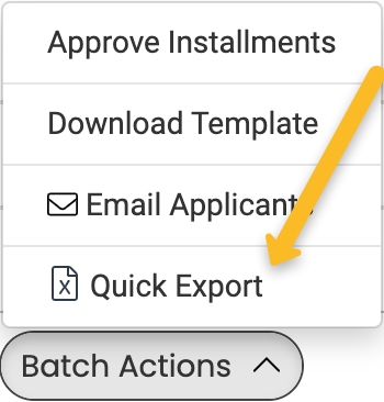 quick export button
