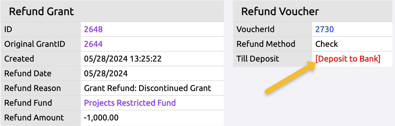 deposit to bank button