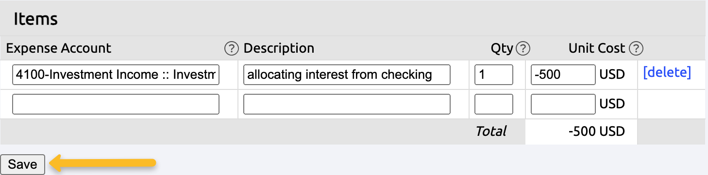 save button