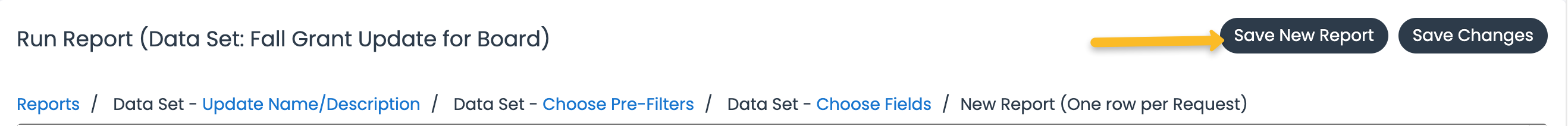 save new report button