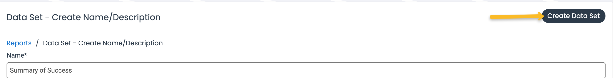 create data set button