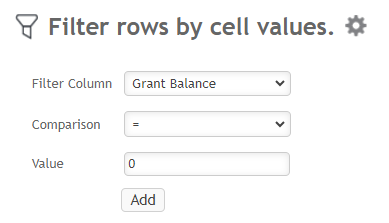 Grant Balance Filter