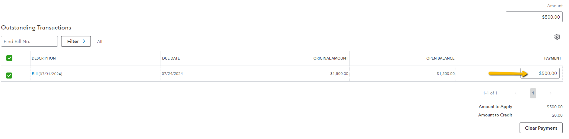 update payment amount