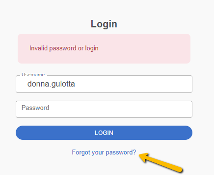 forgot your password button