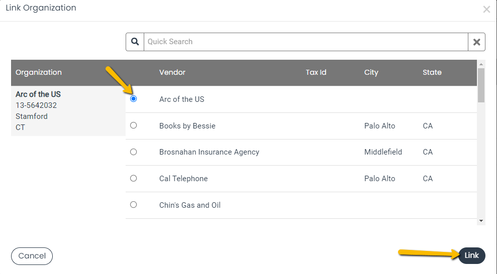 radio button and link button