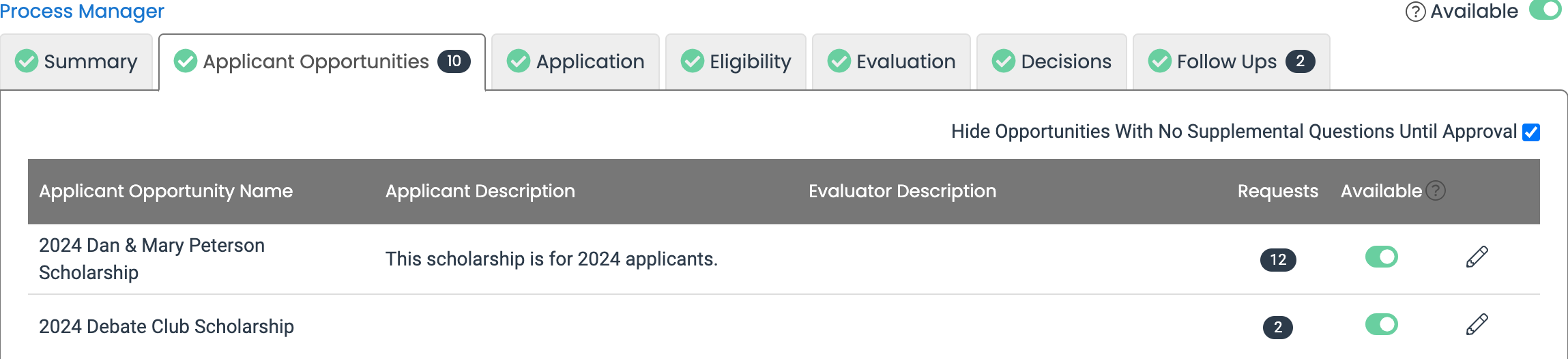 applicant opportunities stage